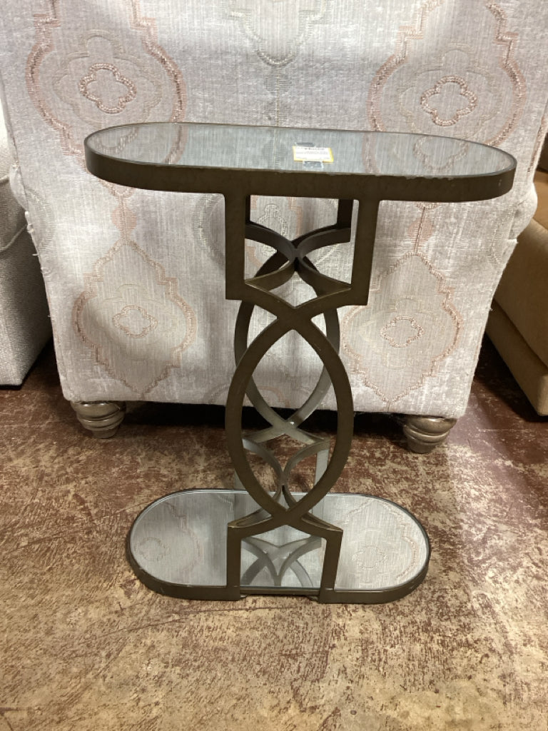 Gabby Brushed Gold Metal & Glass Side Table 18x8x24