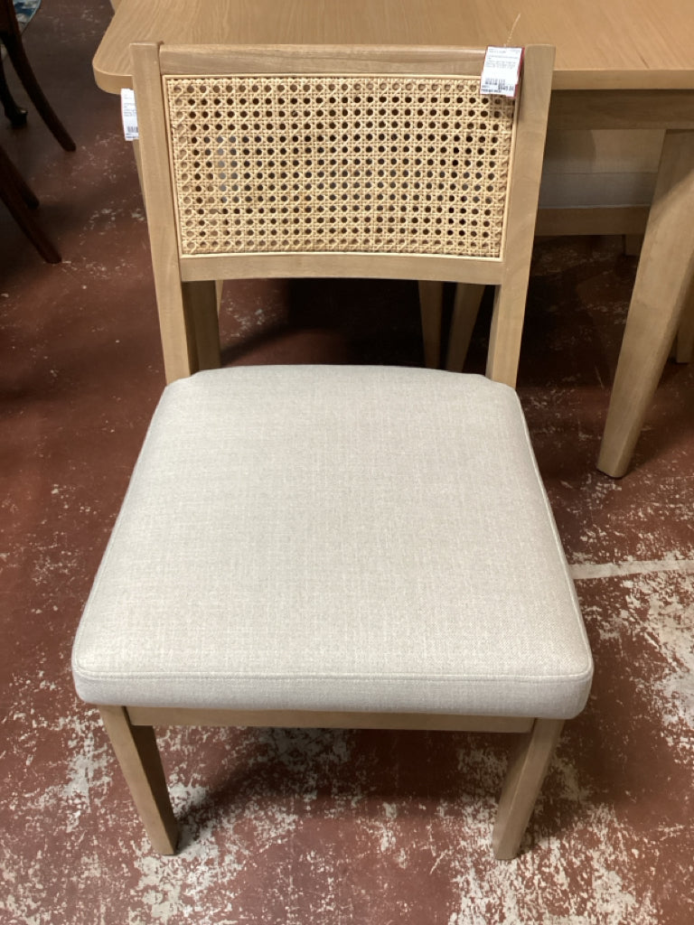 Lyndoro Light Oak Finish Six Matching Cane-Back Dining Chairs 34" W X 65"L X 30"