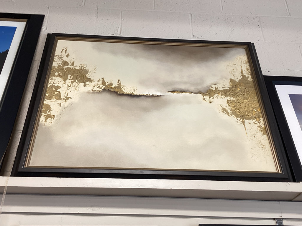 Contemporary Abstract Textured Wall Art 39.5" X 44.5 Ivory/Taupe/Gray
