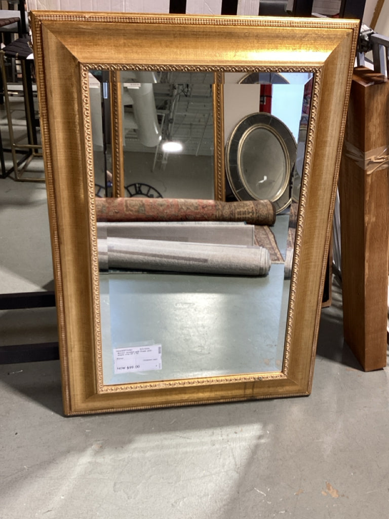 Mirror/ brushed gold frame with ornate trim 29 x 42