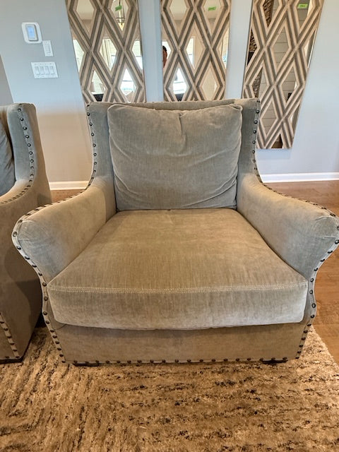 Universal Connor Chair in Grey Velvet w/ Nailhead Trim 38x23x37