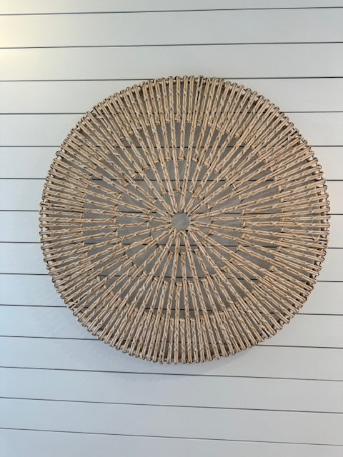 Pottery Barn, hand woven willow wheel wall art, 48â€d