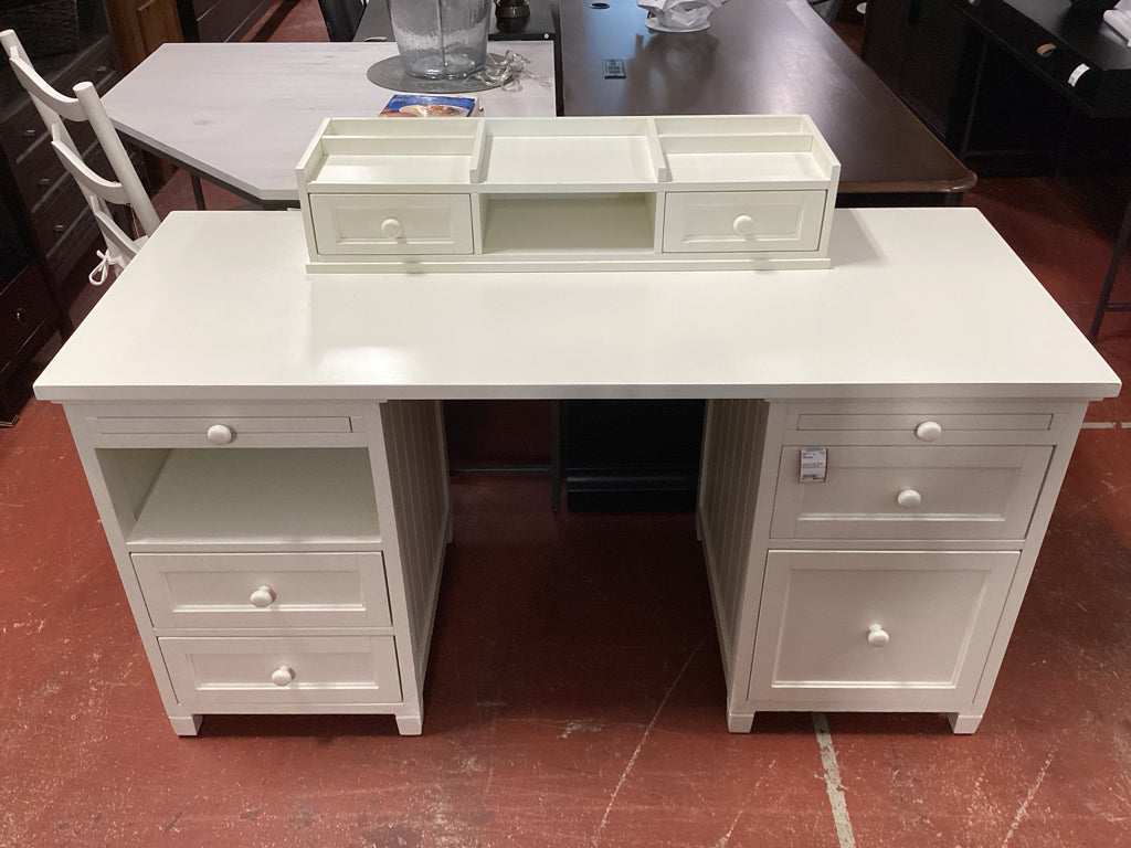 Pottery Barn White Cottage Style Writing Desk with Matching Organizer 59" W x 24