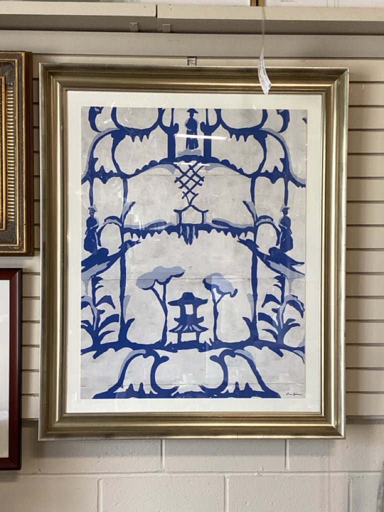 Dana Gibson Art / Folly in Blue / silver frame 36 x 48