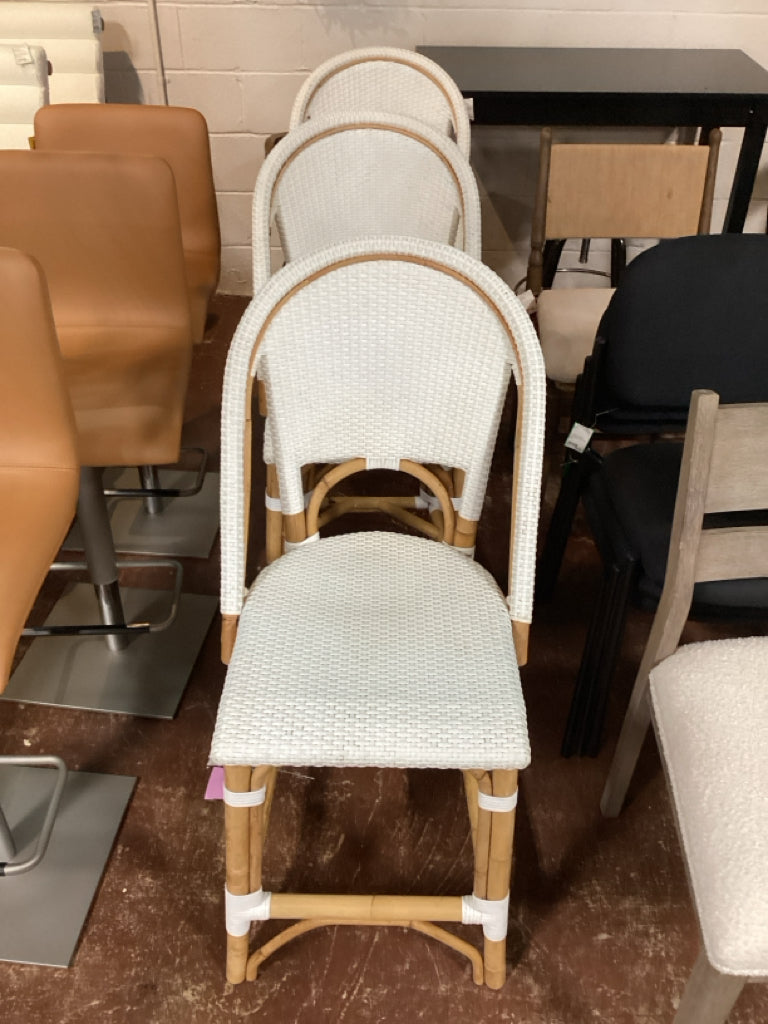 SET of 3 Riviera Rattan Bar Stools
