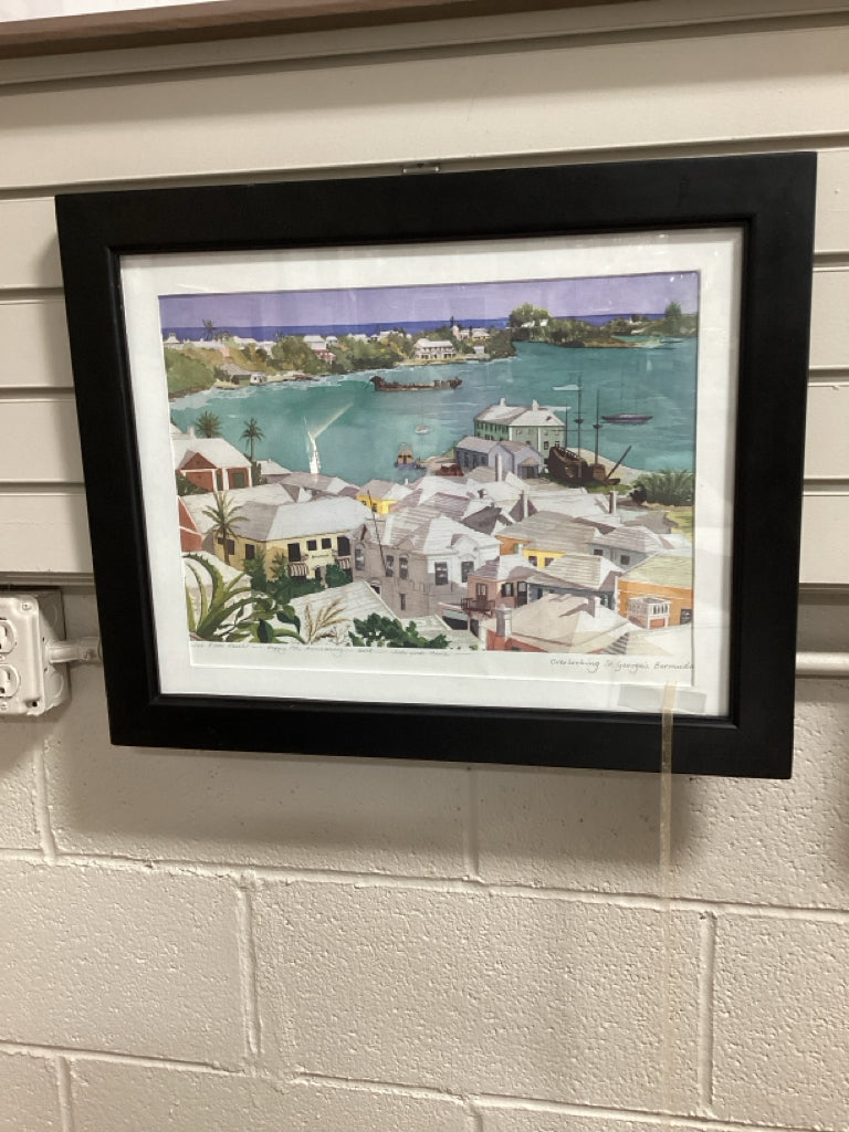 Jill Amos Raine "St George's Harbour Bermuda" Hand Signed 17" X 21"