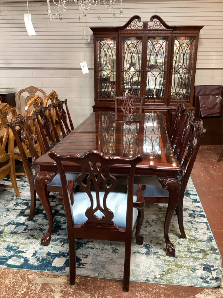 Thomasville Mahogany Dining Table Chair Set w/ 8 Chairs, 1 Leaf 45x96x30