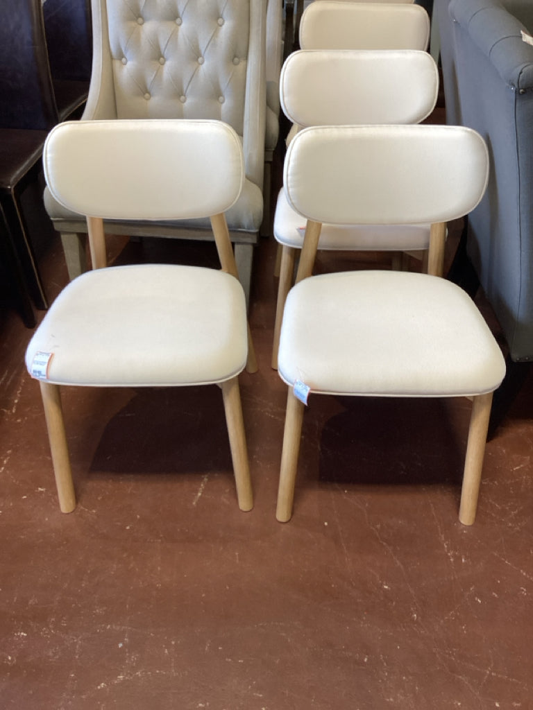 PAIR Hoft Home Maia Dining Chair - Beige & Oak 19" W x 17" D x 19" H 9U6FVQJB