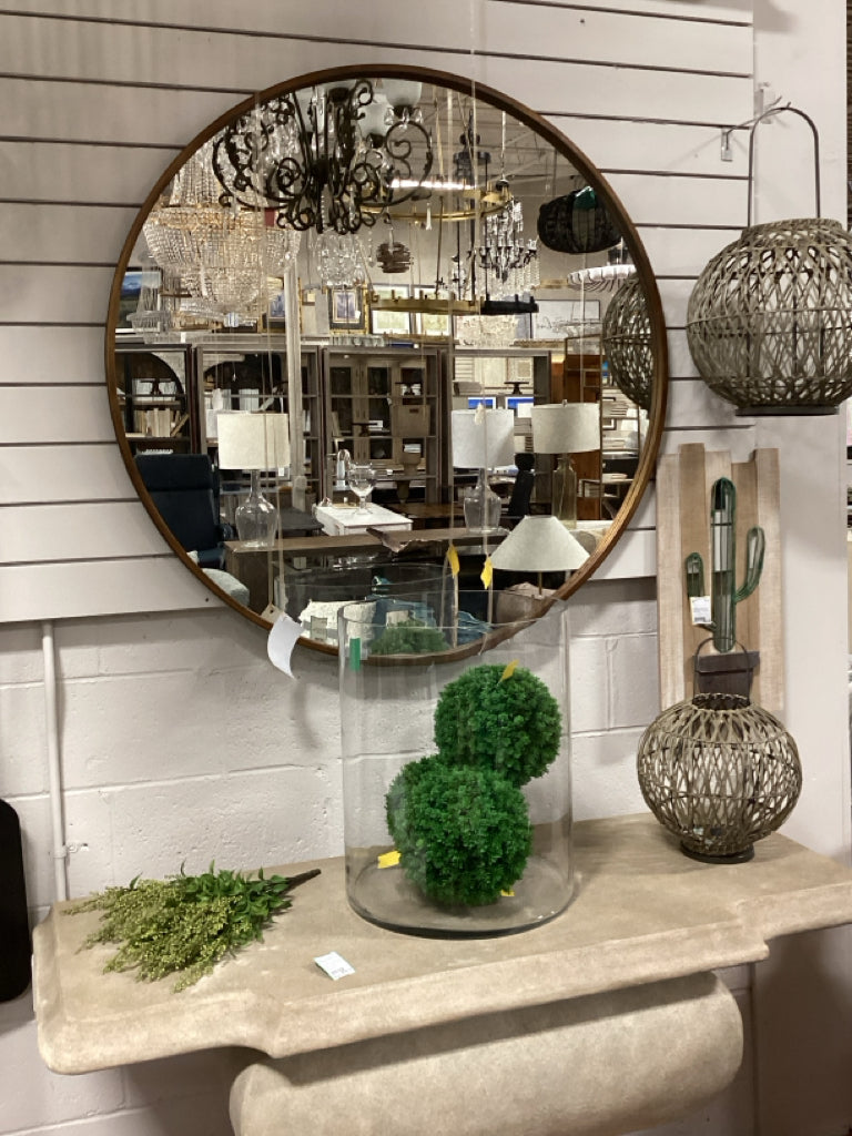 Junius Round 43 X43" Antiqued Gold Leaf Wall Mirror
