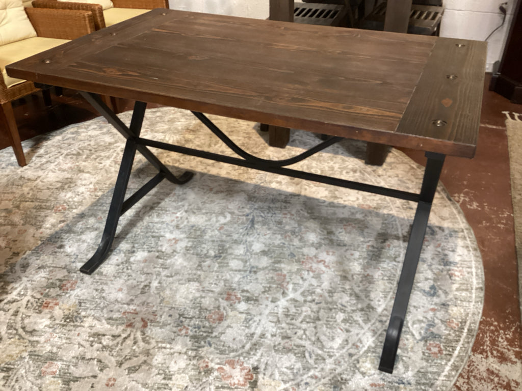 Rustic Reclaimed Wood Dining Table / metal base 48 x 30 x 30 high
