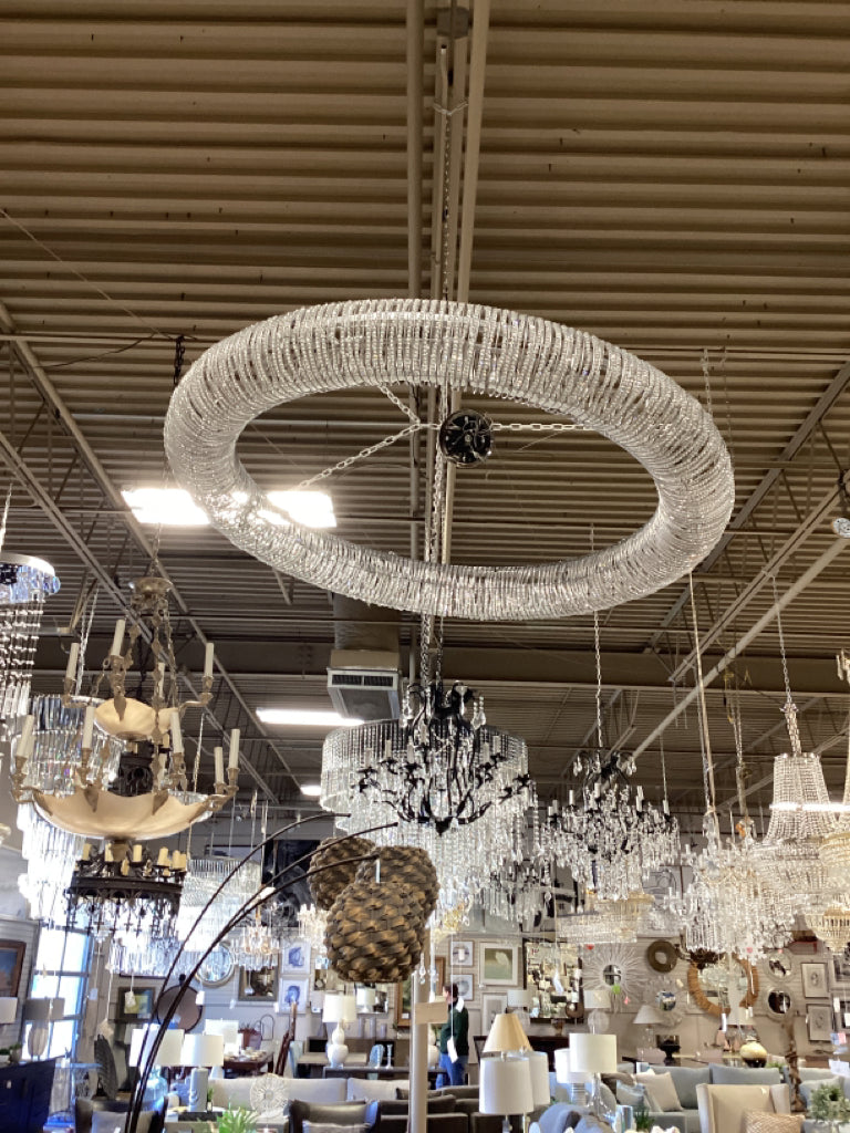 Crystal Halo Silver 18 Light Chandelier 55" Round
