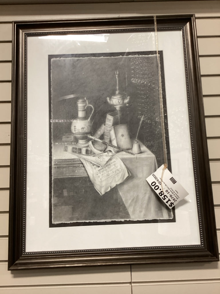 Black & White Still Life on Paper- Framed 25.5x33