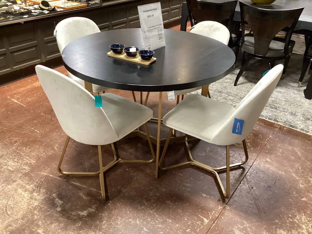 Inspire Q Modern 45" Round Blk & Gold Table