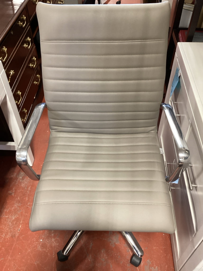 NBF Taupe and Chrome Modern High Back Executive Chair