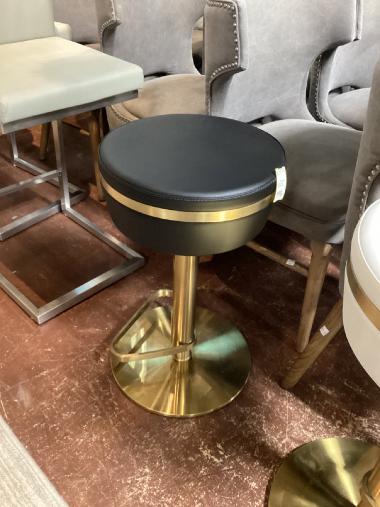 TOV Furniture Astro Black  and Gold Adjustable Stool