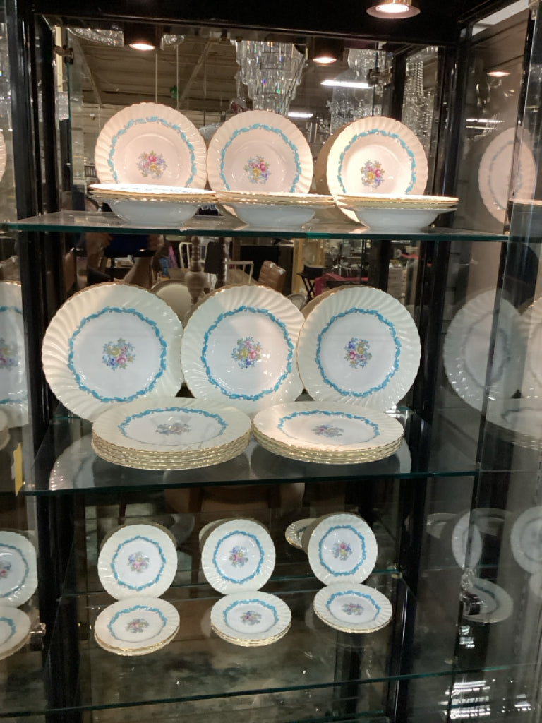 Minton Ivory and Turquoise China 36 Pieces