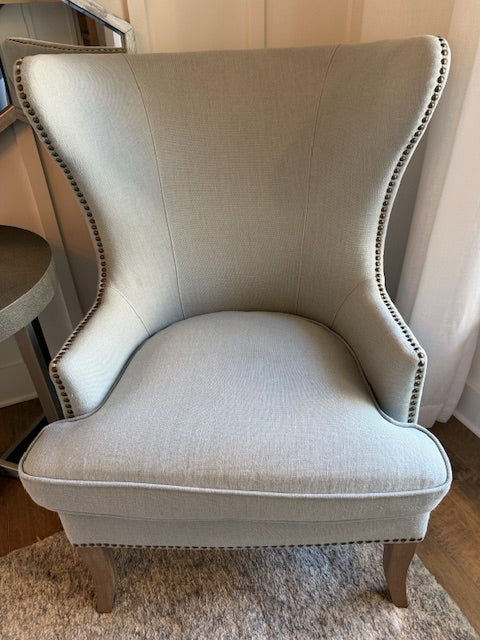 GREY Wingback Chair w/ Nailhead Trim 31x24x43