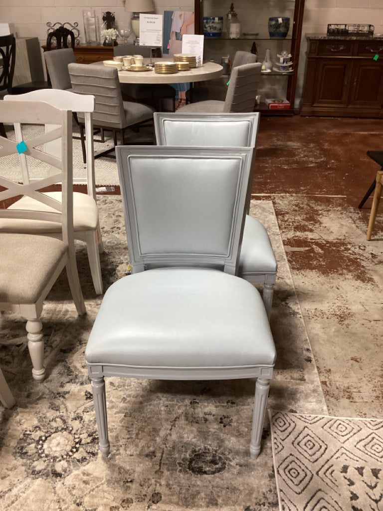 Dining Chair /PAIR blue leather Louis chairs