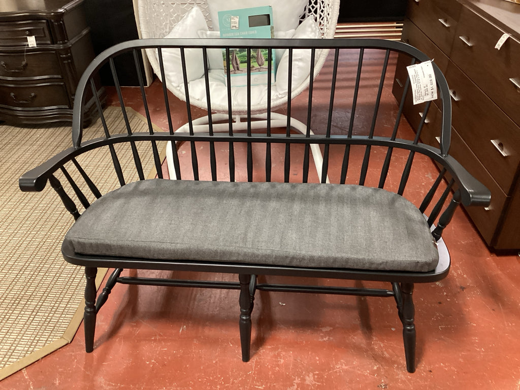 March Legend Home Handmade Windsor Northern Cherry Arm Bench w/ Custom Cushion 5