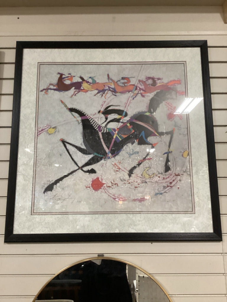 Li Zhong-Liang cave painting / black frame 34 x 35