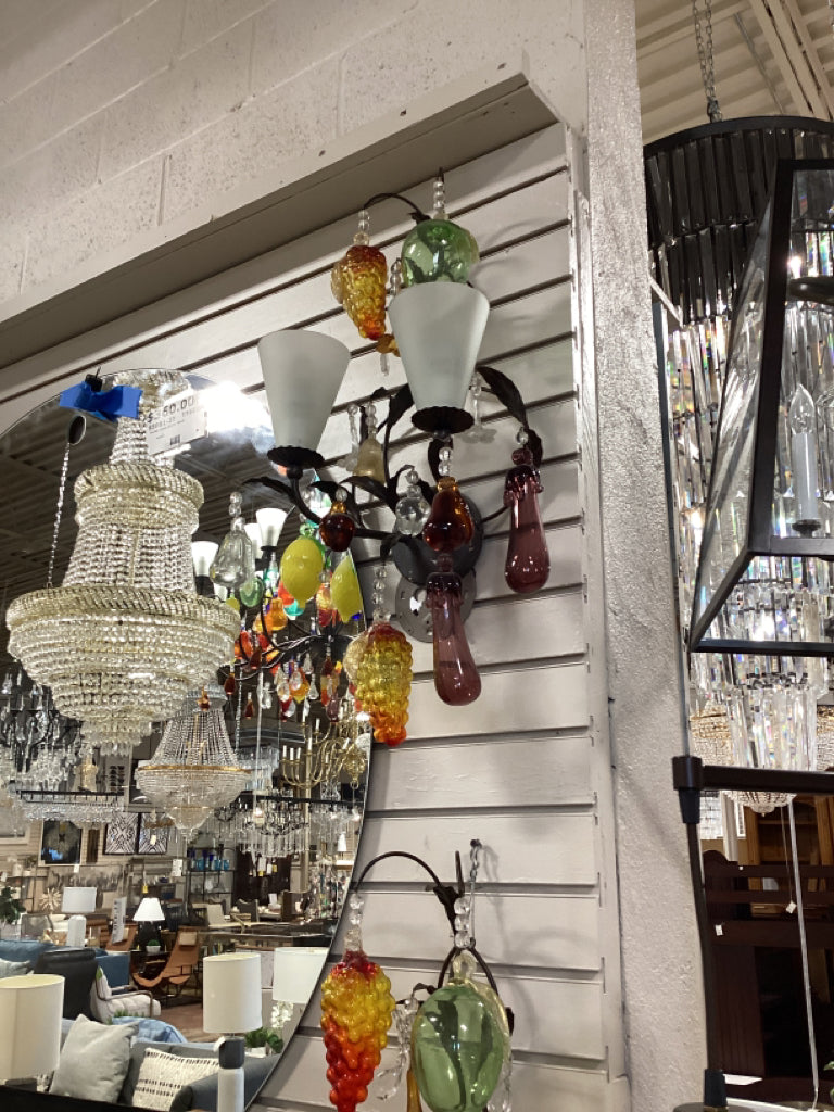 Pair of Murano Venetian Glass  2  Light Sconces 28"H 14" W