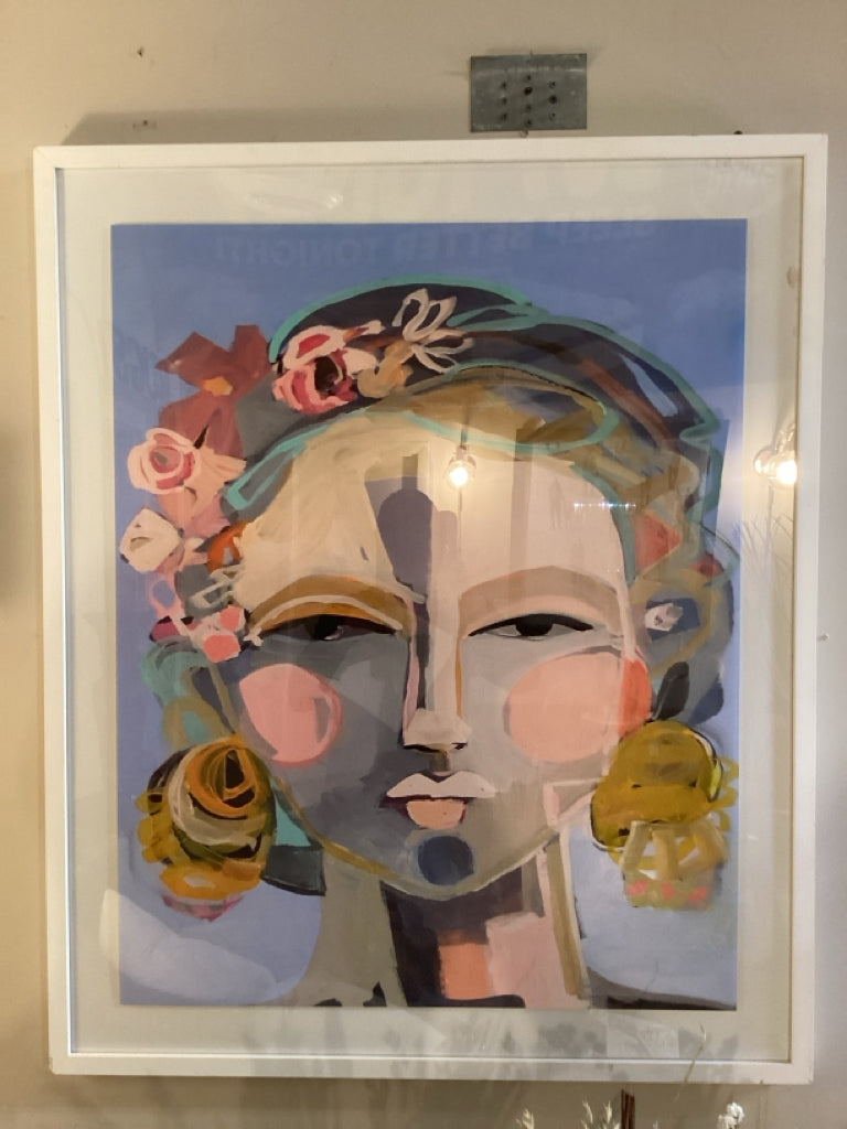 Hayley Mitchell Art/ May Day giclee / white frame 33 x 40 AS FOUND
