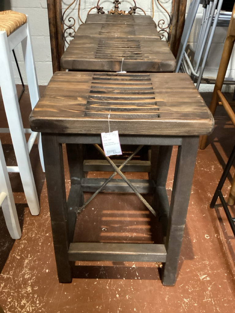 Rustic Backless Saddle Stools SET OF 4
