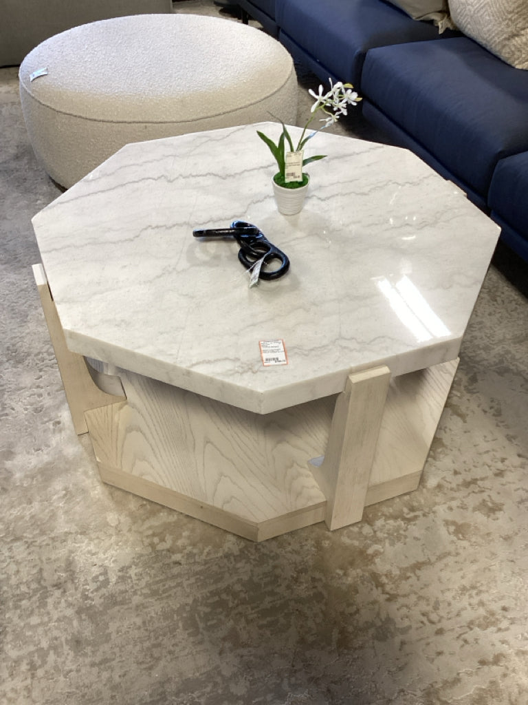 Havertys Transitional Marble Top Coffee Table 36x36x18 As Found