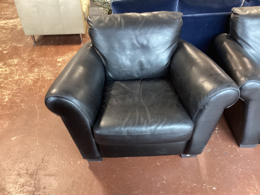 Natuzzi Leather Black Club Arm Chair