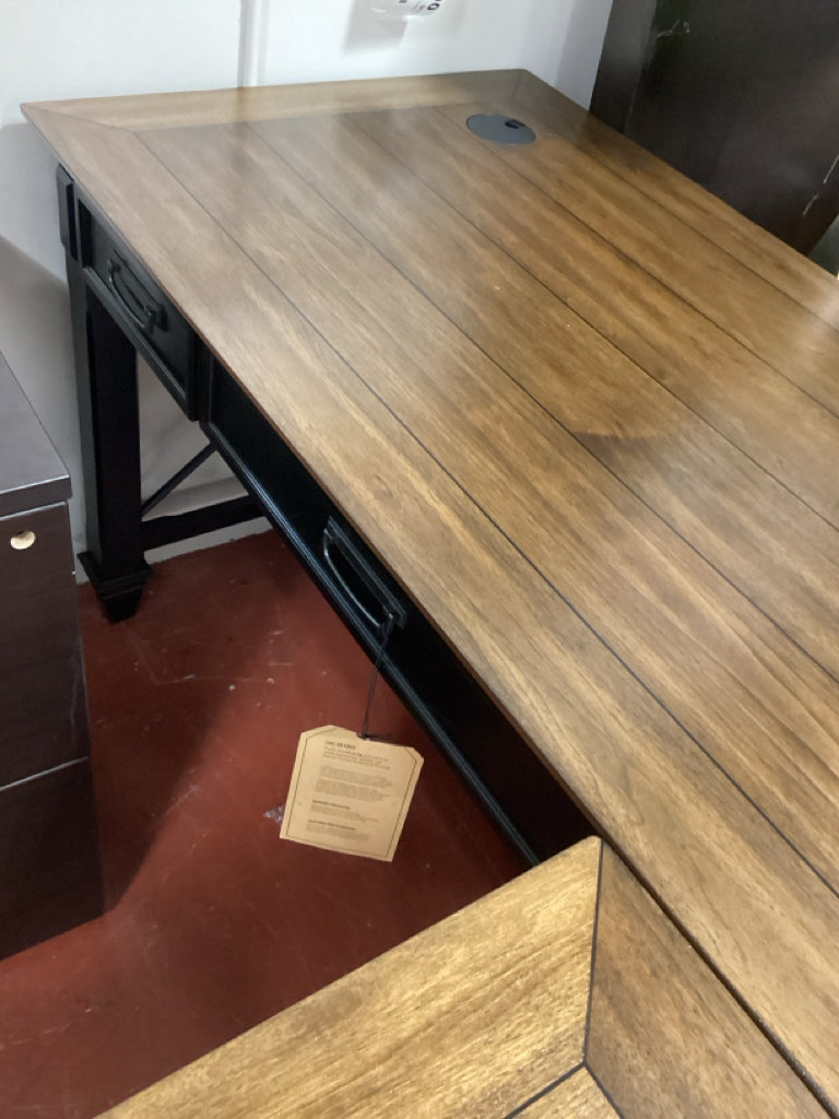 Hartford Distressed Black L Shaped Desk 60"W x 76"D x 31"H