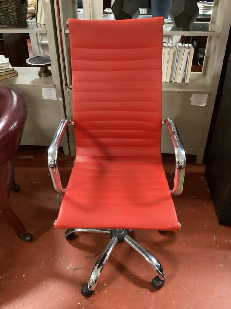 Red Winport Modern Executive Office Chair Chrome Frame