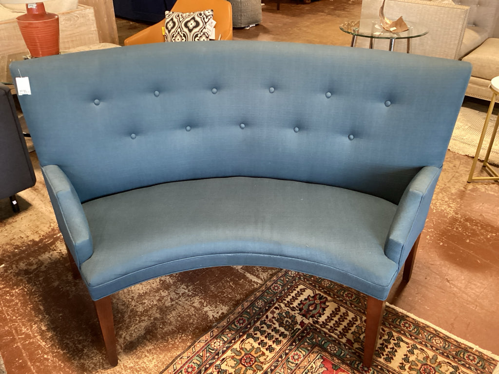 Mitchell Gold Elegant Curved Blue Banquetted 33"w x 38" h X 33" D