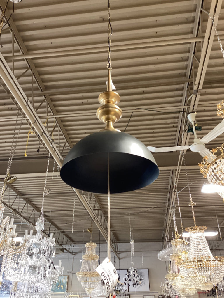 Mercana 17.0 x17x 29 Black Iron W/Antique Brass Dome Pendant Light