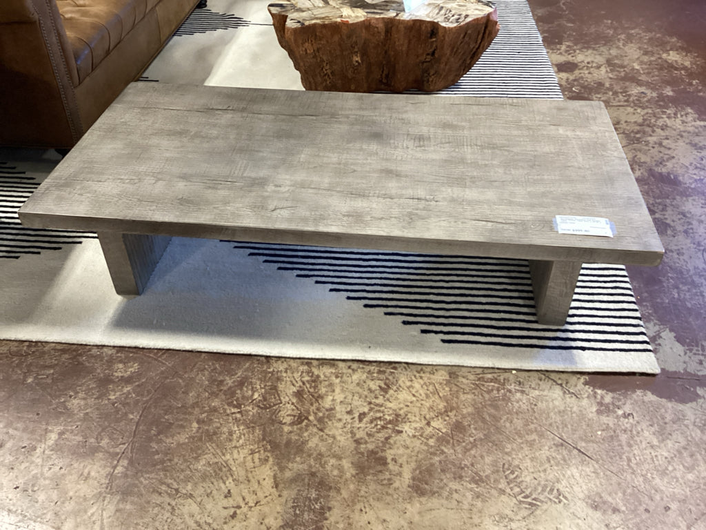 Rectangular Reclaimed Oak Reeded Plinth Coffee Table 64"L x 32"W x 14"H