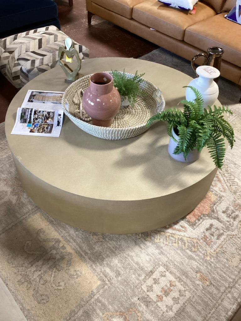 RH Graydon Bone Shagreen 56" Round Coffee Table with Burnished Brass Botton (AS