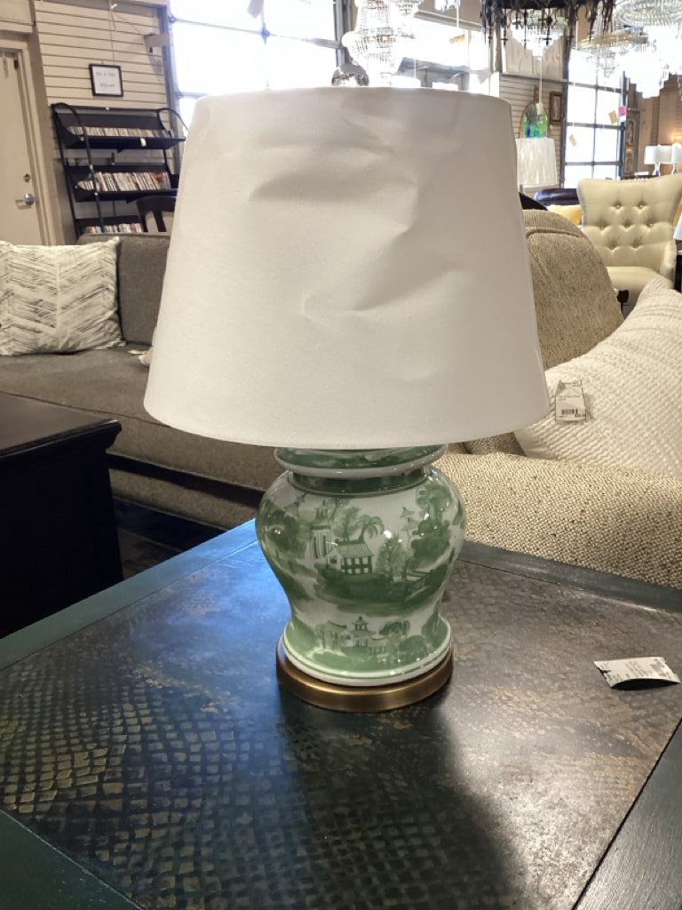 Green Willow Accent Lamp 20"Tall 20"T 12.5" Wide as found bent shade