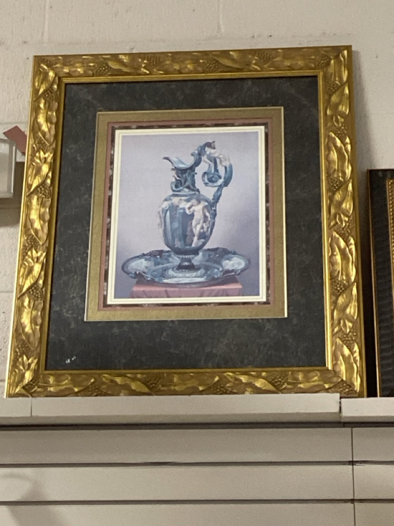 Framed Art, Victorian Pitcher in Blue 29x34