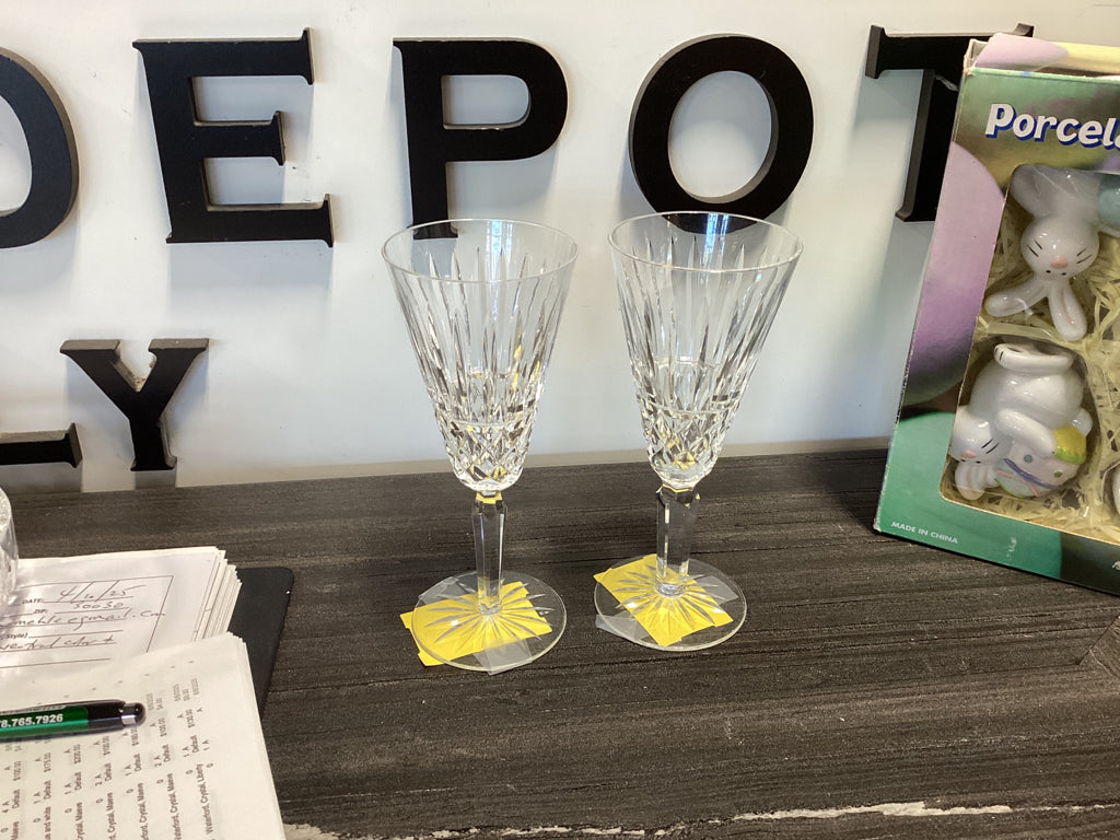 Waterford Crystal Maeve Fluted Champagne Glasses 7 1/8" Set of 2