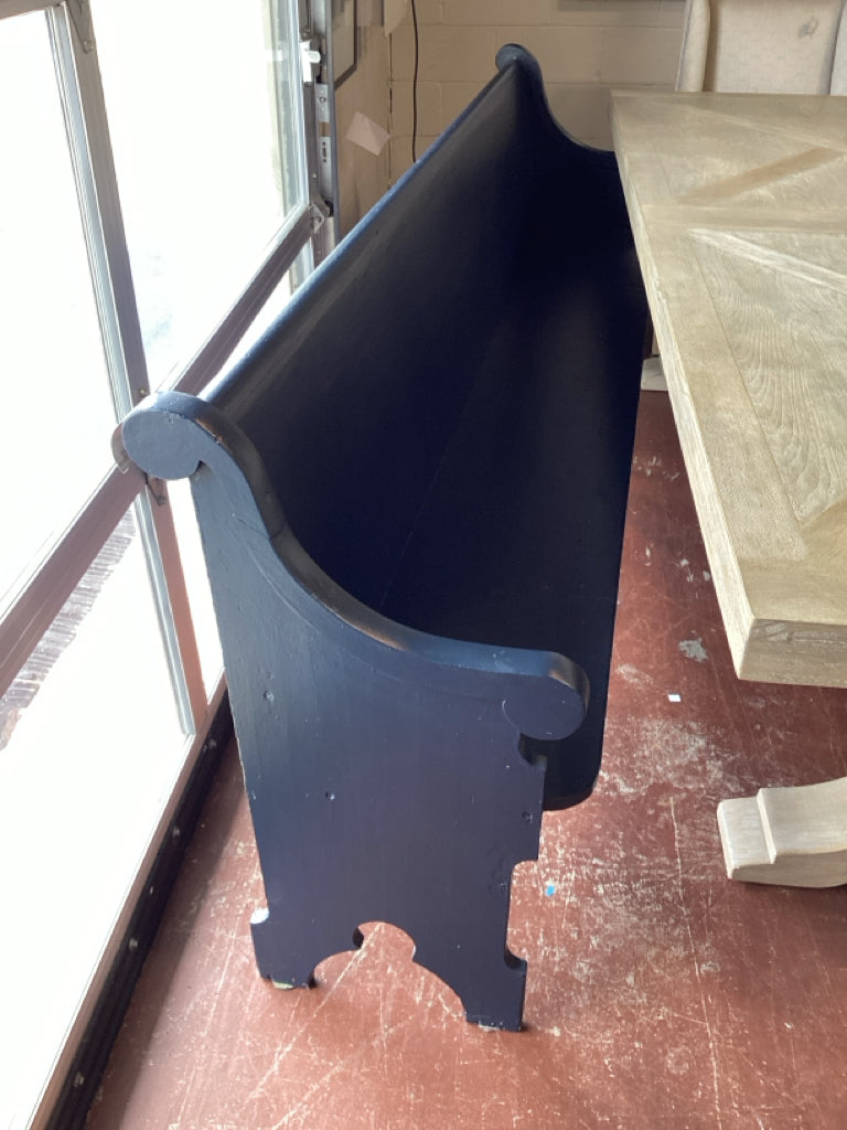 Bench / black wood "pew" style bench 93 x 19 x 36