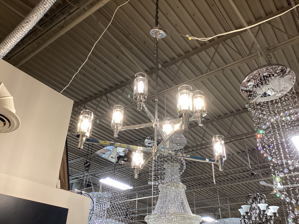 Ralph Lauren Polished Nickel 8 Light Chandelier 49"W 18.38 H 40" Lengh