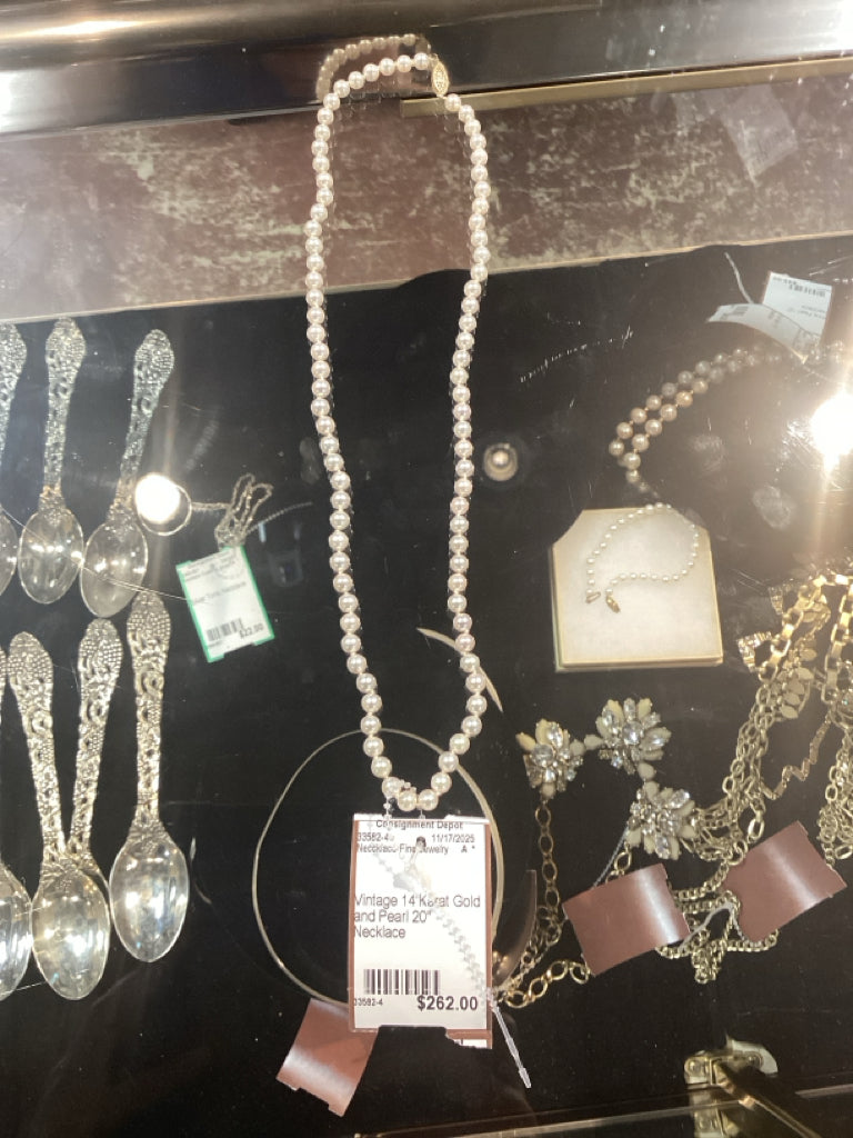 Vintage 14 Karat Gold and Pearl 20" Necklace