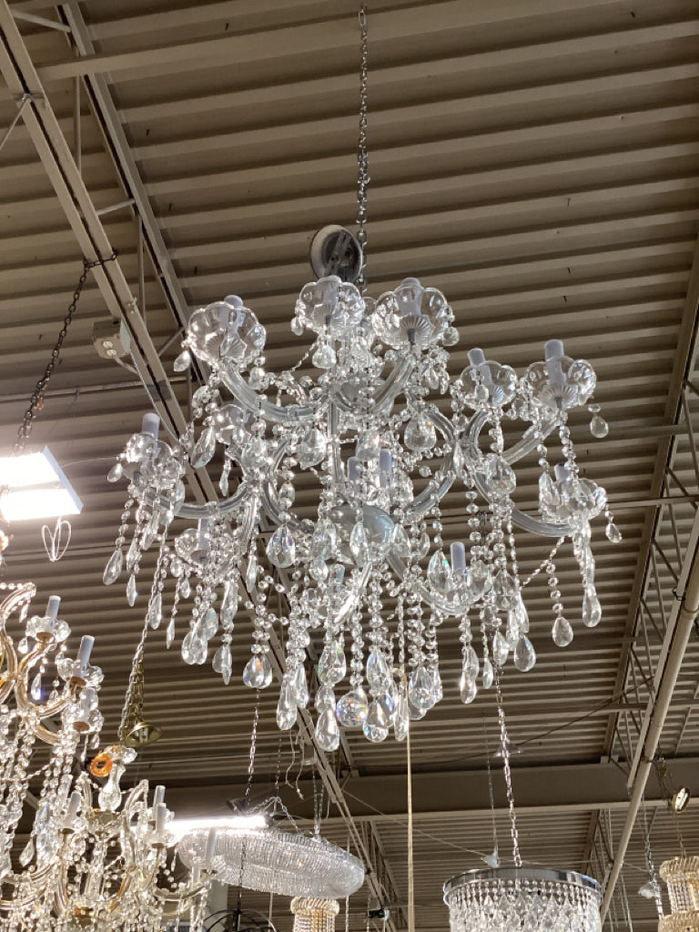 Two Tiered Crystal Chandelier - 13 40 Watt Lights - 36"H x 31"W