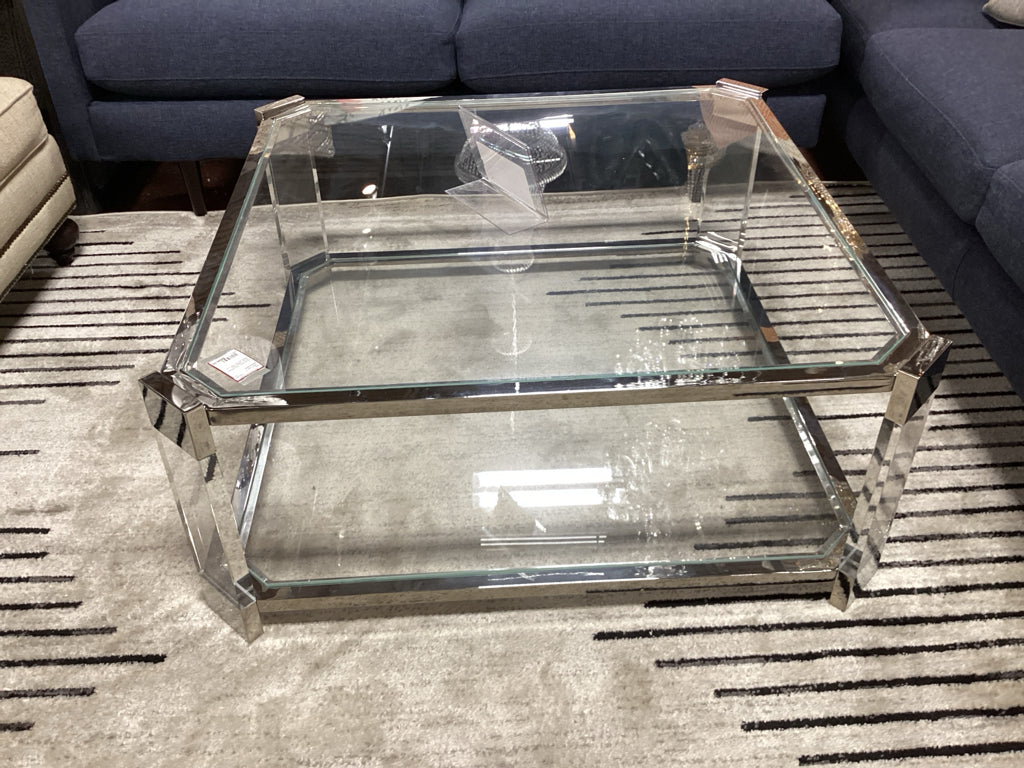 Mitchell Gold + Bob Williams Melrose Coffee Table, Glass/Lucite 37" x 37" x 17"