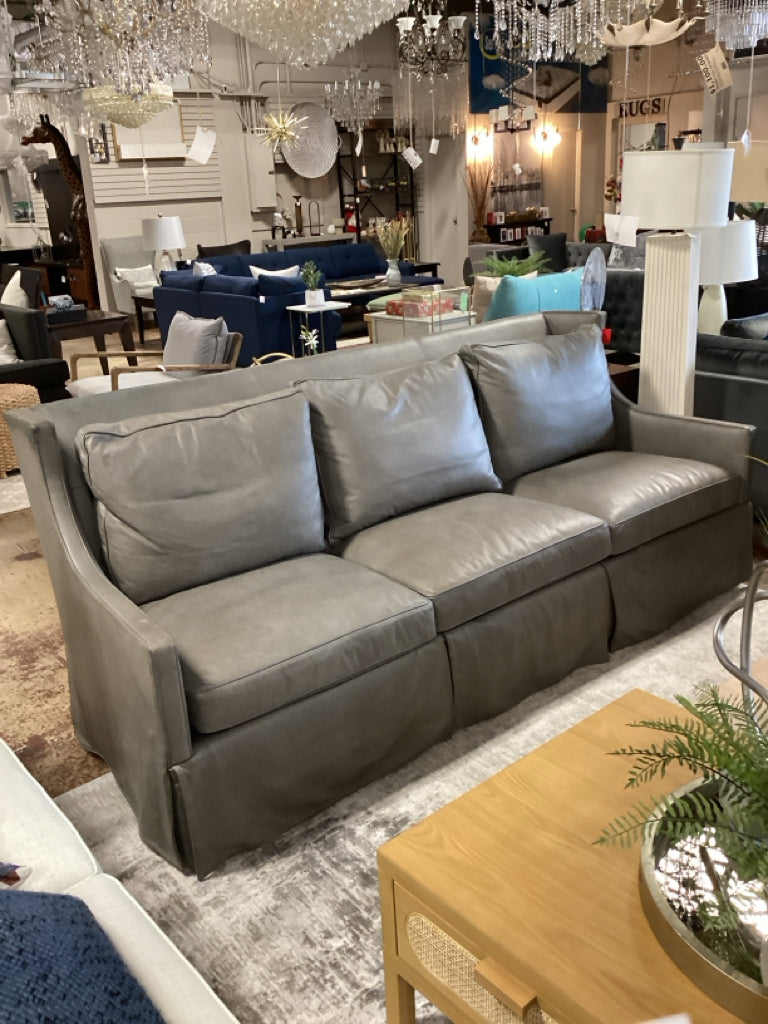 Gabby Sofa / grey leather 88 x 36 x 38 high AS FOUND