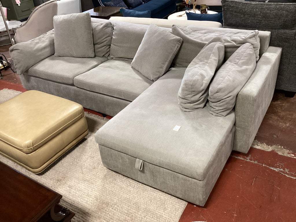 West Elm Harmony Sectional Sleeper Sectional with Storage Light Gray