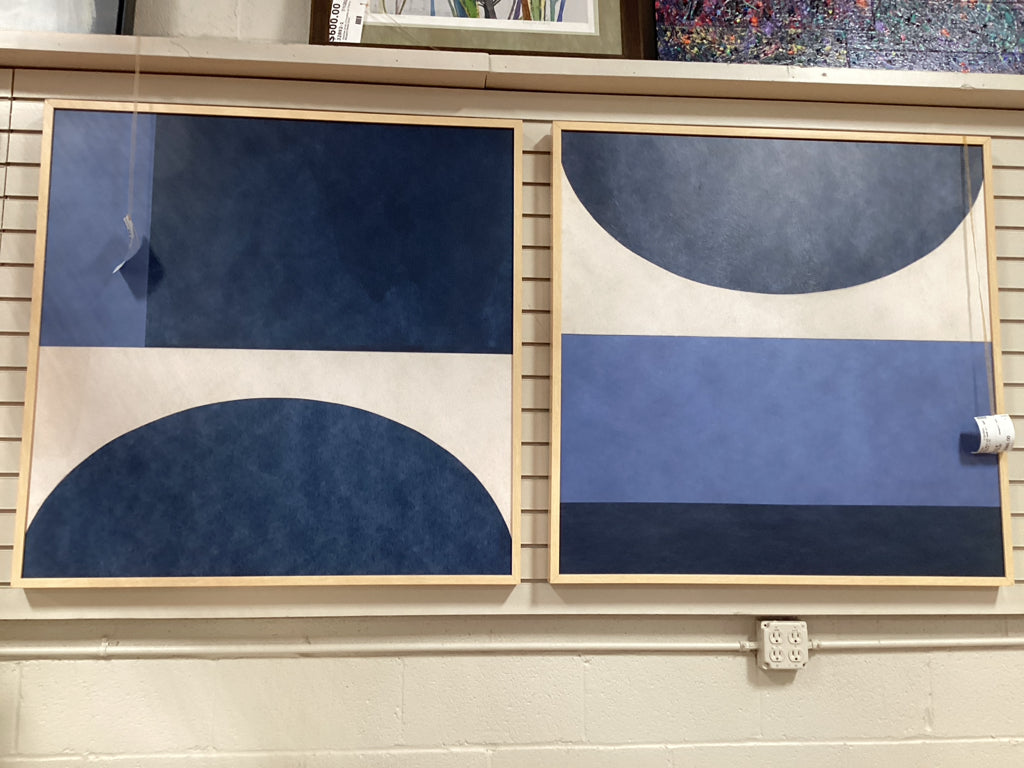 Art/ blue & white left bank art/ light wopod frame 41 x 41