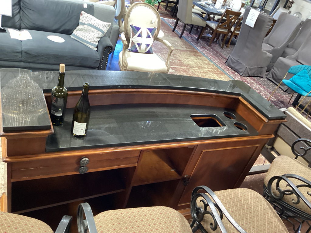 Neoclassical Charm Portable Home Bar & 4 Swivel Bar Stools