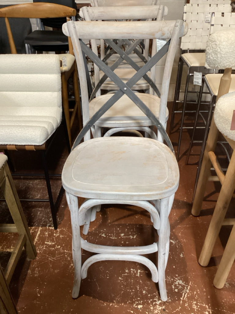 GREY Custom Painted Stool with Back 17.5x16x43 (Pair)