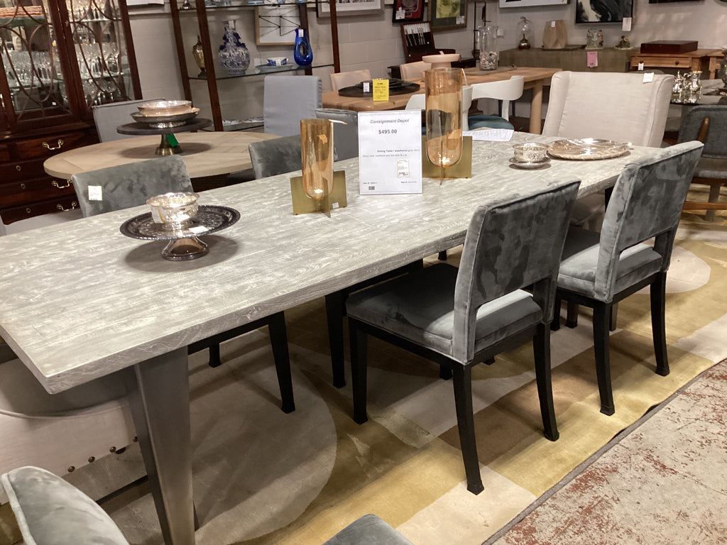 Dining Chais / SET of 6 grey velvet dinng chairs