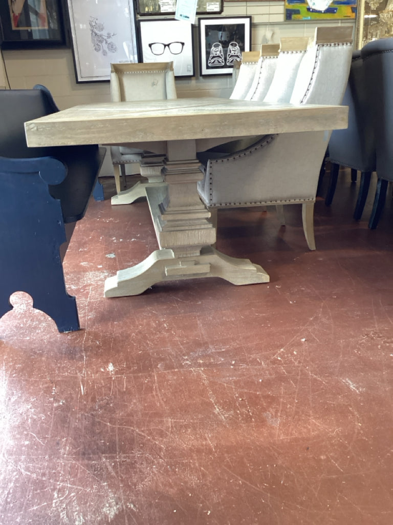 Rustic Dining Table / light wood trestle farm table 105 x 42 x 30